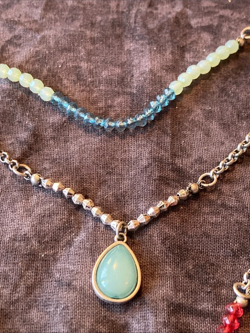 Multi Strand Crystal Bead & Pendant Necklace